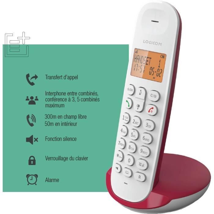 Téléphone Fixe Sans Fil - - Dect Iloa 150 Solo - Framboise - Sans Répondeur