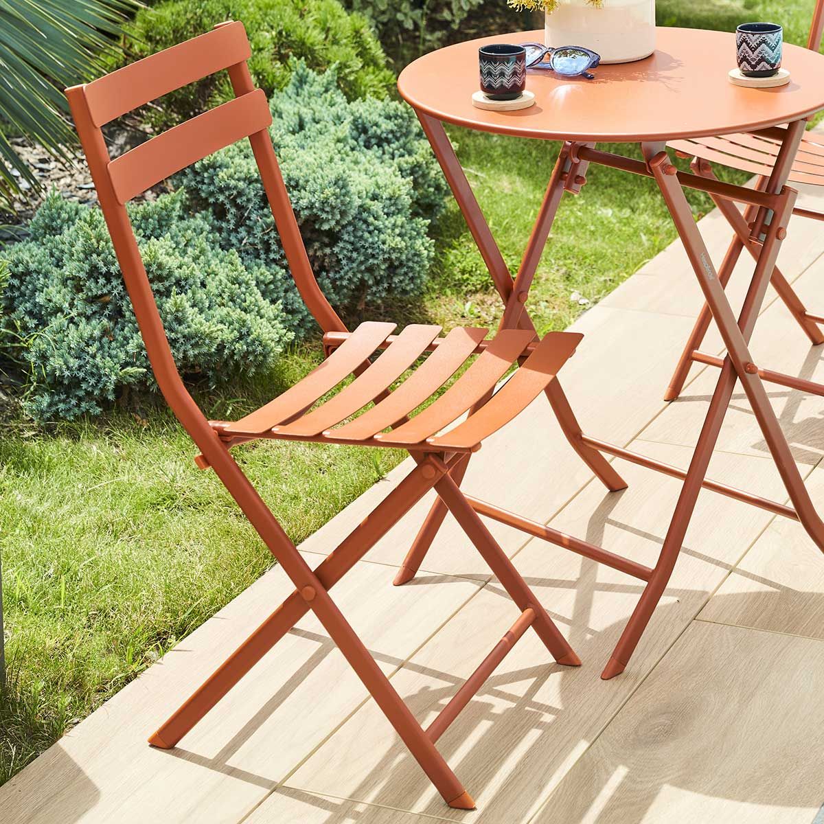 Chaise De Jardin Pliante Greensboro Ambre En Acier Traité Époxy - Hespéride