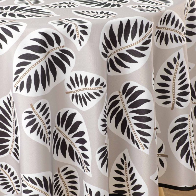Nappe Antitache Ronde Imprimé "alma" 180cm Noir