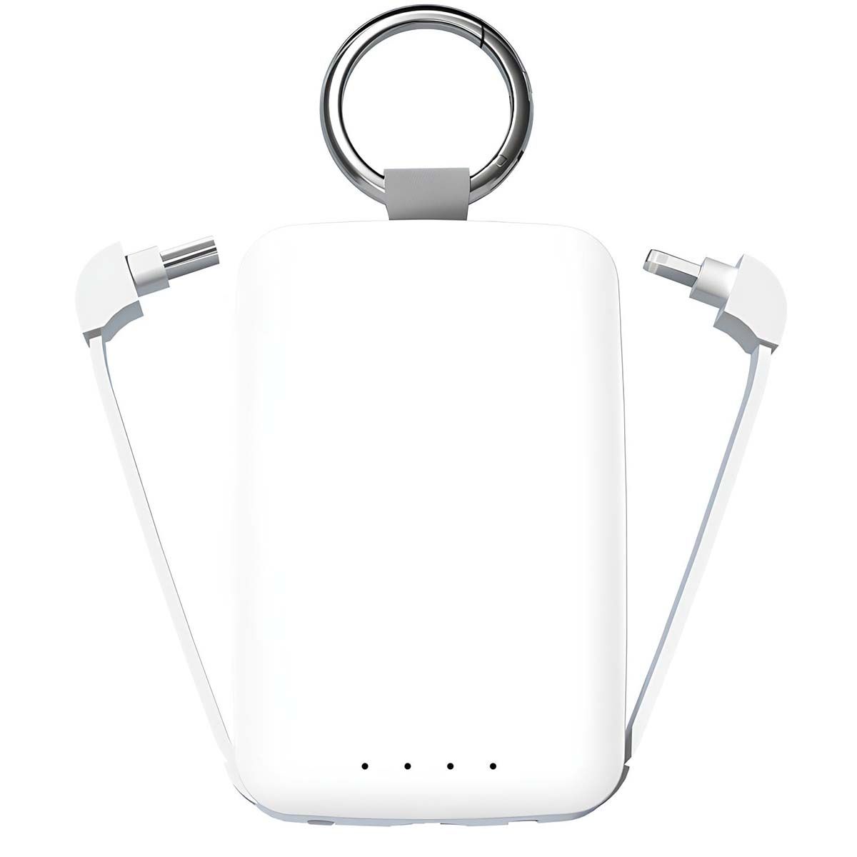 Powerbank Batterie De Secours 4000mah Avec Câbles, Lampe Et Anneau Porte Clé Blanc Jaym