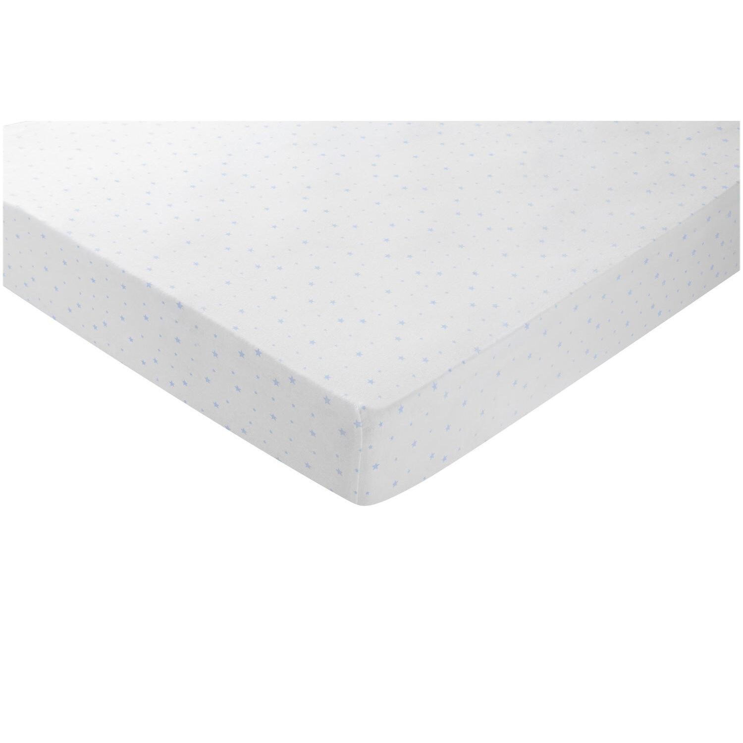 Drap housse blanc/bleu TEX BABY