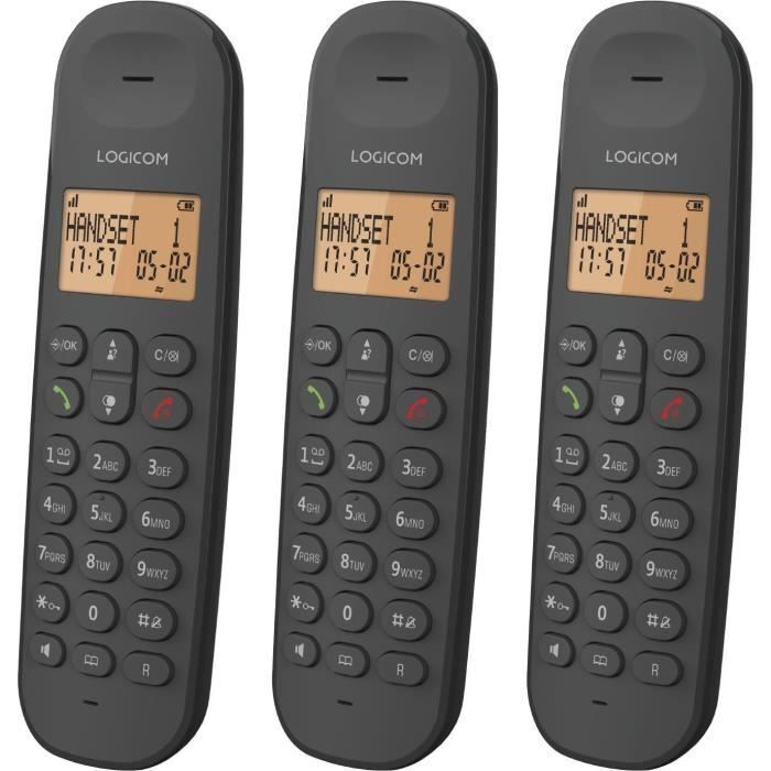 Téléphone Fixe Sans Fil - - Dect Iloa 350 Trio - Noir - Sans Répondeur
