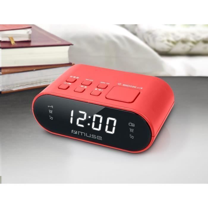Muse M-10 Red Radio Reveil - Horloge 24h - 20 Stations - Rouge