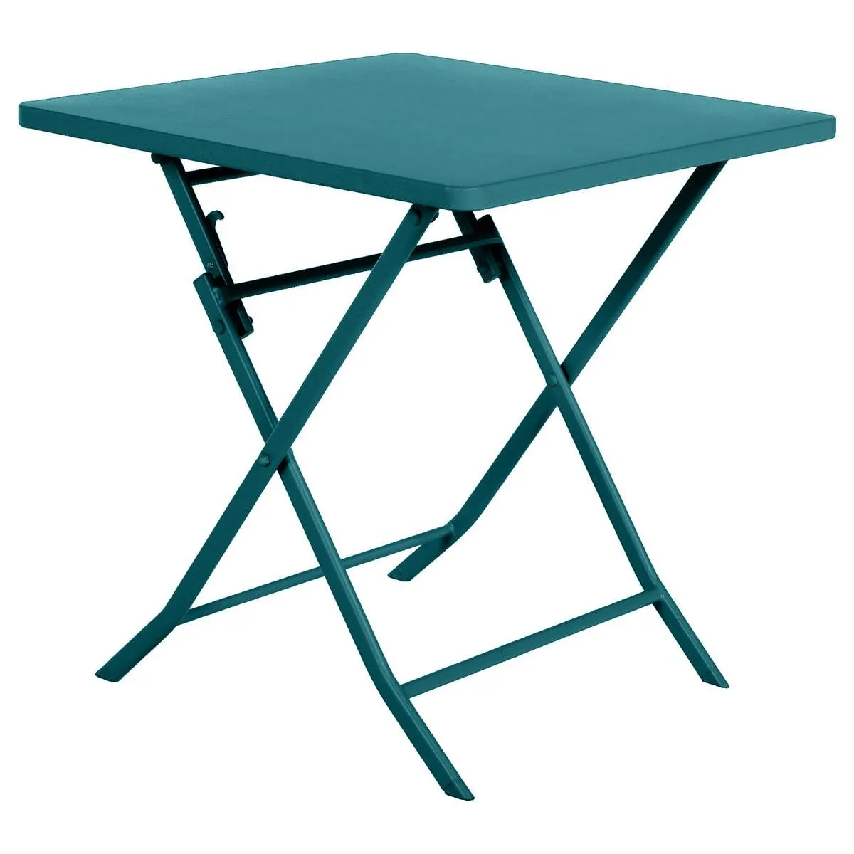 Product Image for Table De Jardin Pliante Carrée Greensboro Bleu Canard 2 Places En Acier Traité Époxy - Hespéride