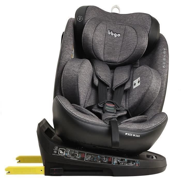 Siege-auto Pivotant - Wondersafe - Naissance A 12 Ans - I-size 40-150cm - Isofix Top Tether - Gris - Fibre Bambou