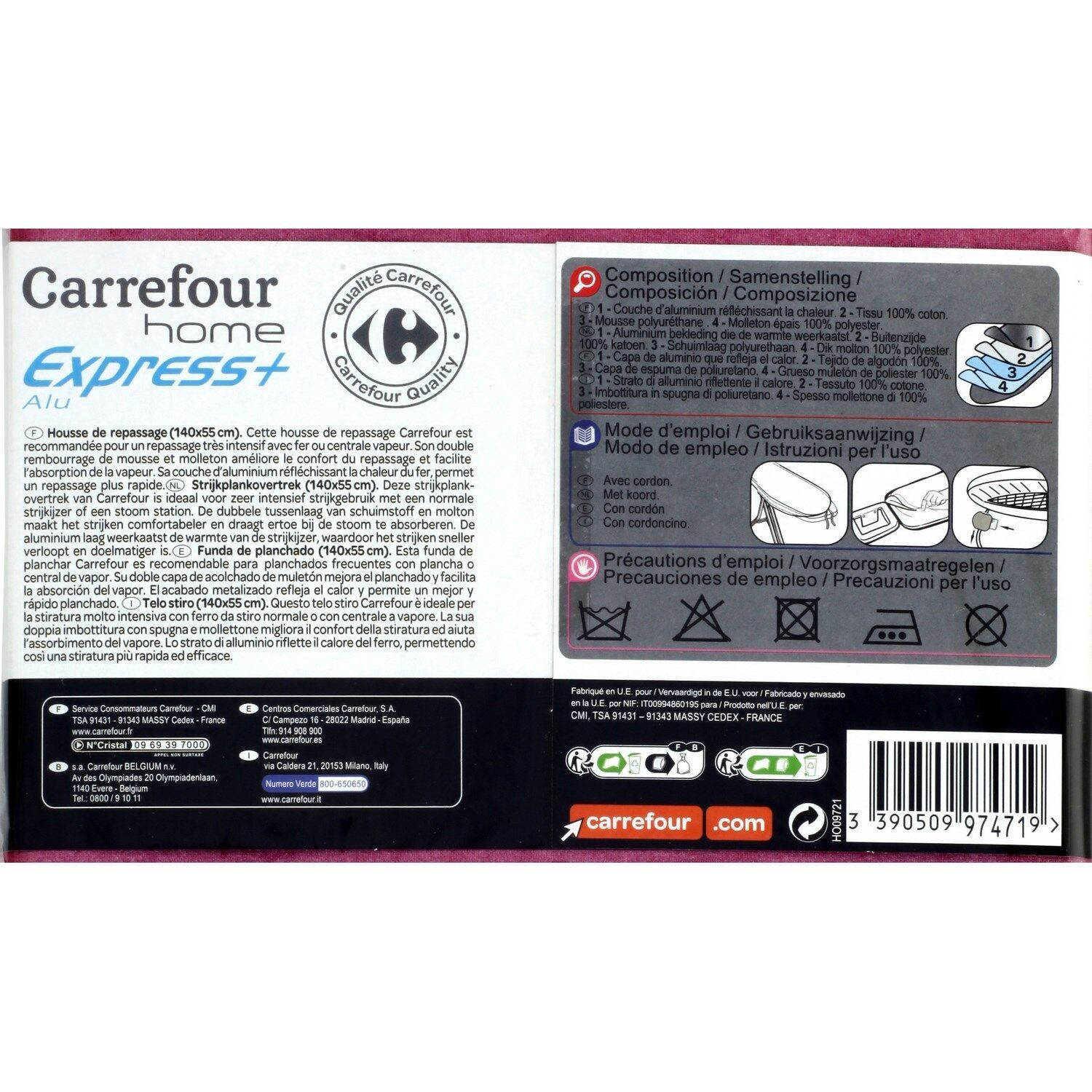 Housse de repassage Express L motifs assortis CARREFOUR HOME