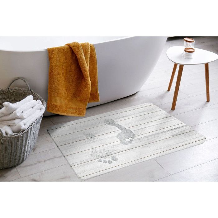 Tapis De Bain Diatomite "agave" 50x70cm Gris