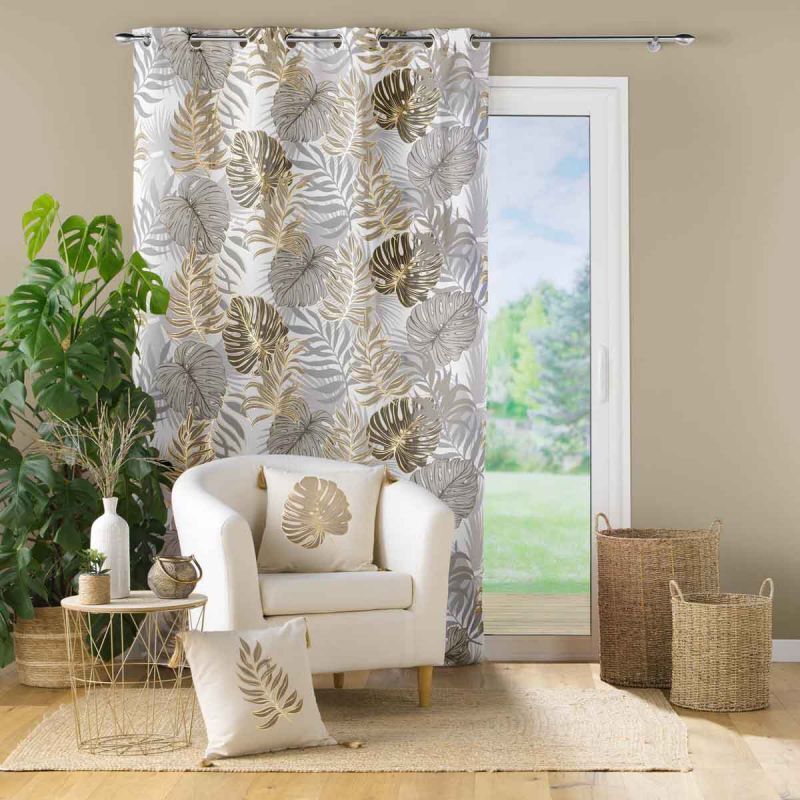 Paris Prix - Rideau À Œillets "mogador" 140x260cm Beige