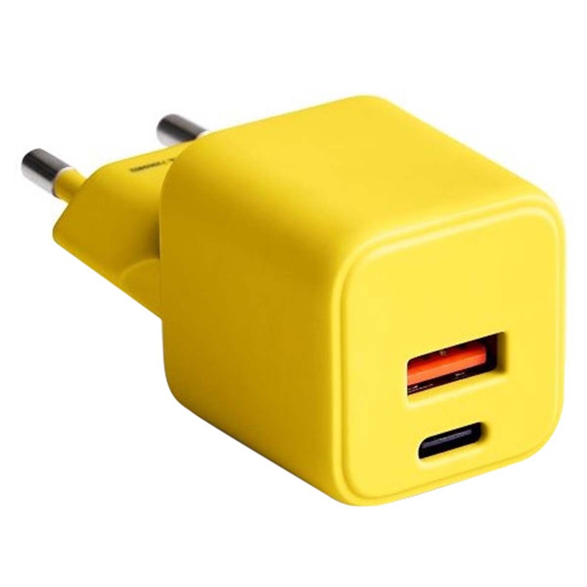 Chargeur Secteur Rapide Usb-a 18w Qc / Usb-c 30w Pd Compact Gan Jaune Forever