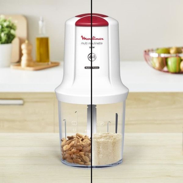 Moulinex Clickchef At710110 Hachoir Électrique 0,5 L 500 W Rouge, Transparent, Blanc