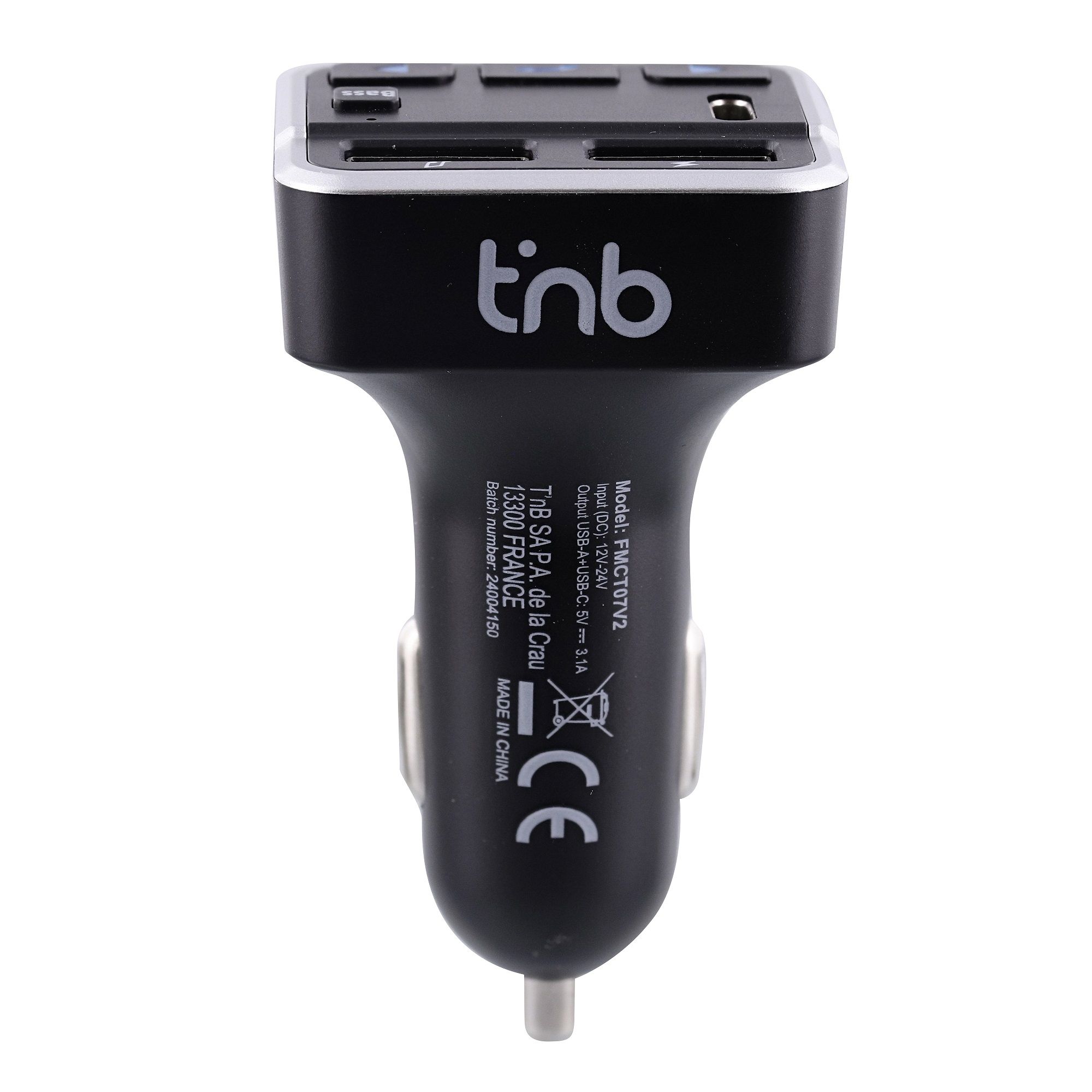 Transmetteur FM Bluetooth 3en1 + Kit main libre gris TNB