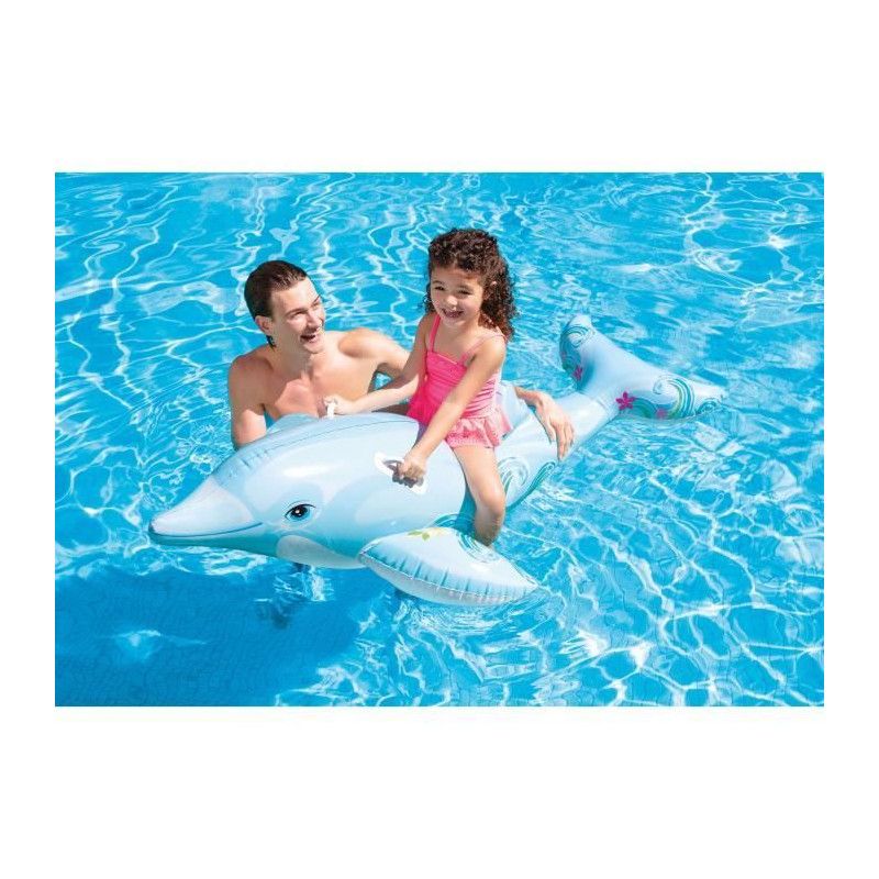Matelas De Plage Gonflable Dauphin - Mixte - 175 Cm - Pour Enfant - Gris Et Noir