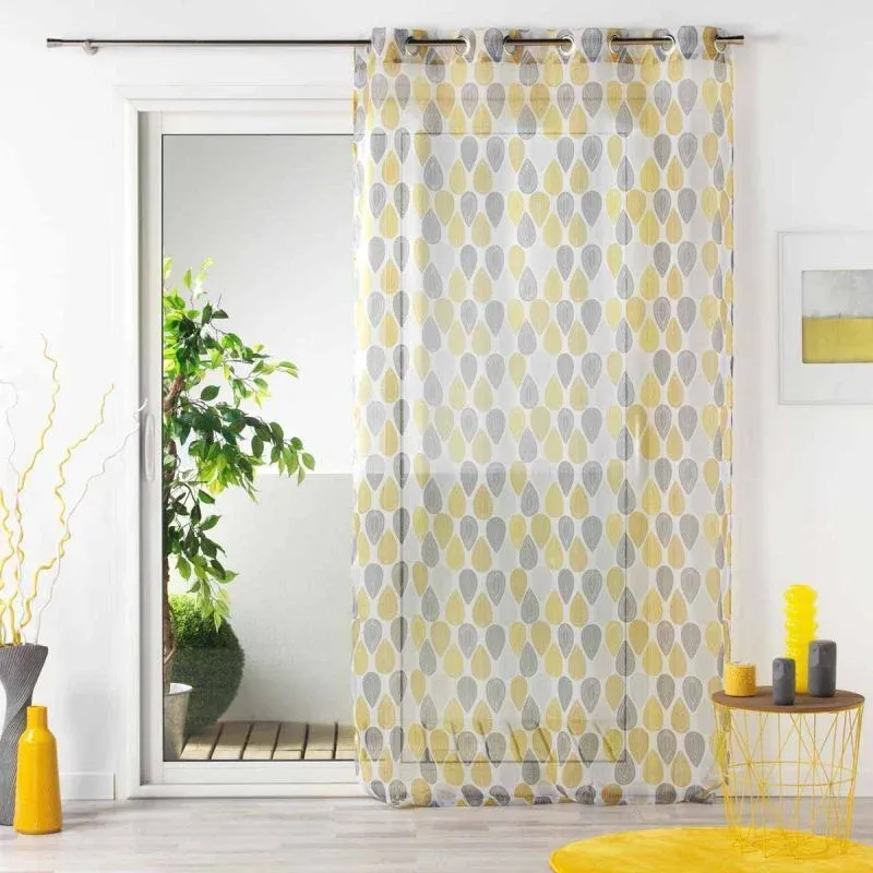 Paris Prix - Rideau Voilage "palpito" 140x240cm Jaune & Blanc