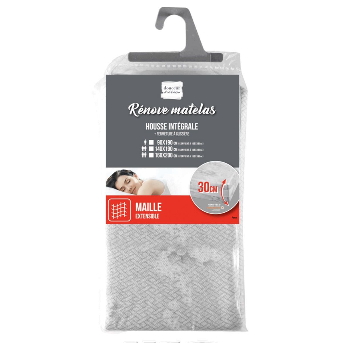 Housse Rénove Matelas "rena" 160x200cm Gris