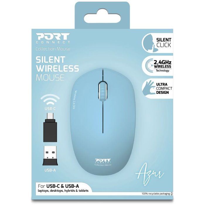 Souris Sans Fil - Port Designs - 900544 Collection Ii - 2.4 Ghz - Bleu Azur
