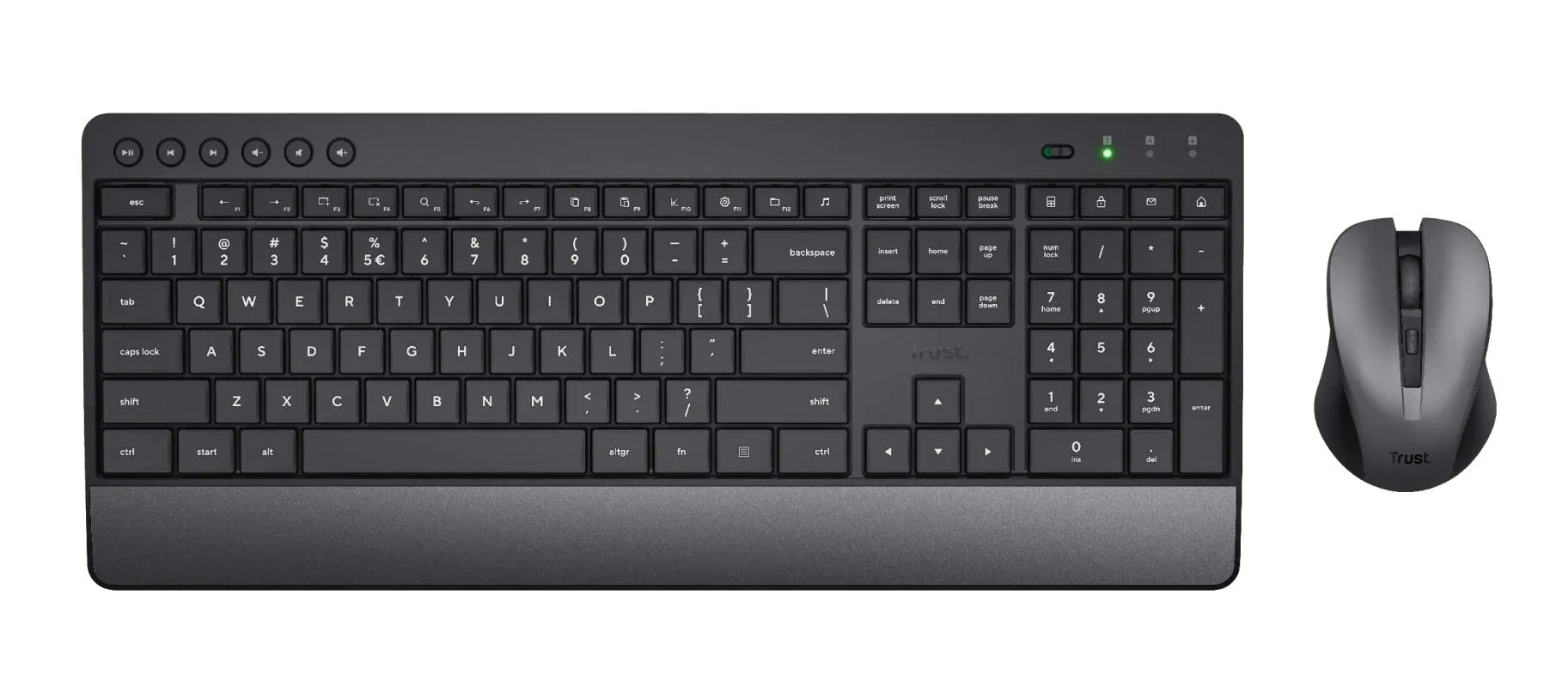 Ensemble Clavier Et Souris Sans Fil Trust Trezo Confort Écoresponsable Noir