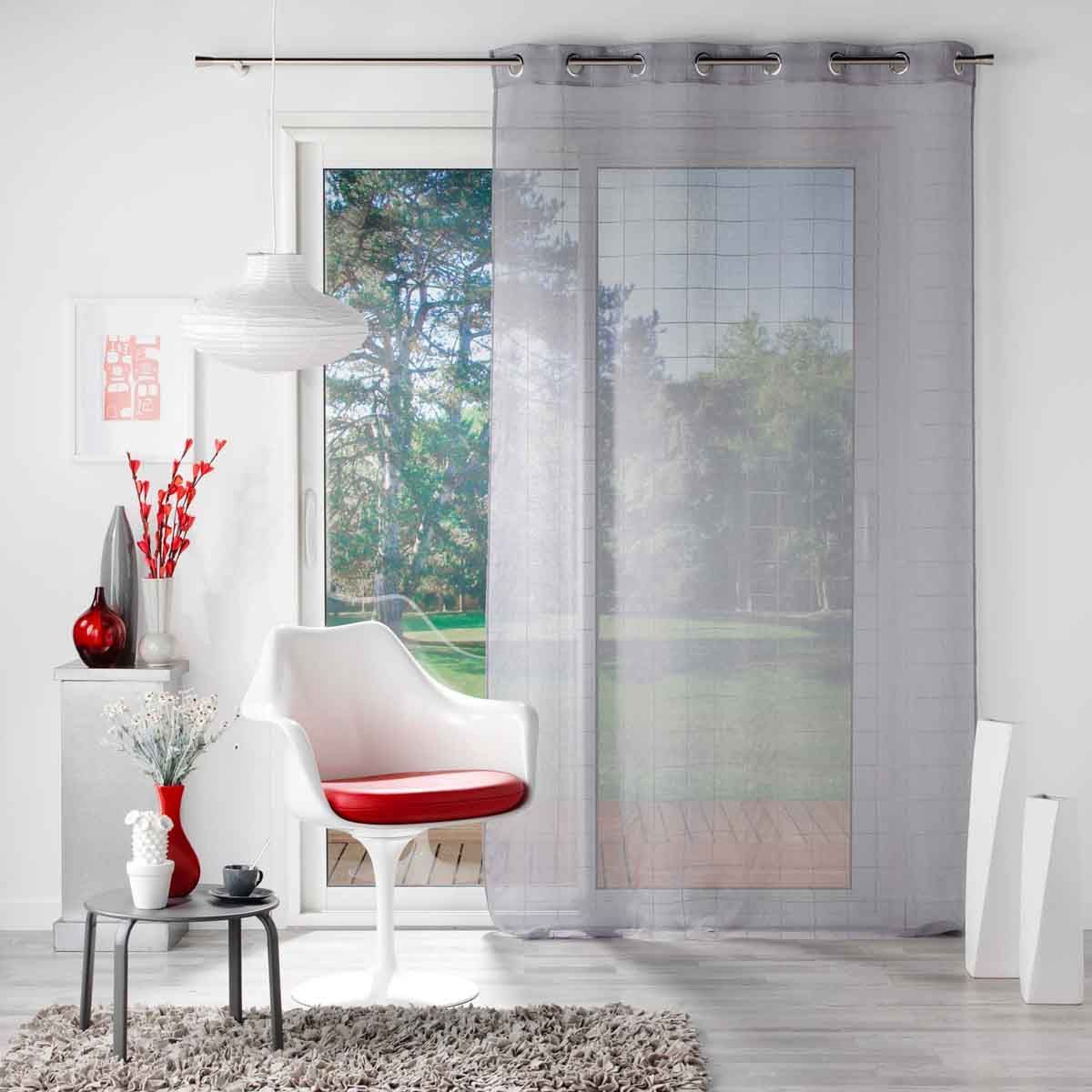 Rideau Voilage À Œillets "eulalie" 140x240cm Gris