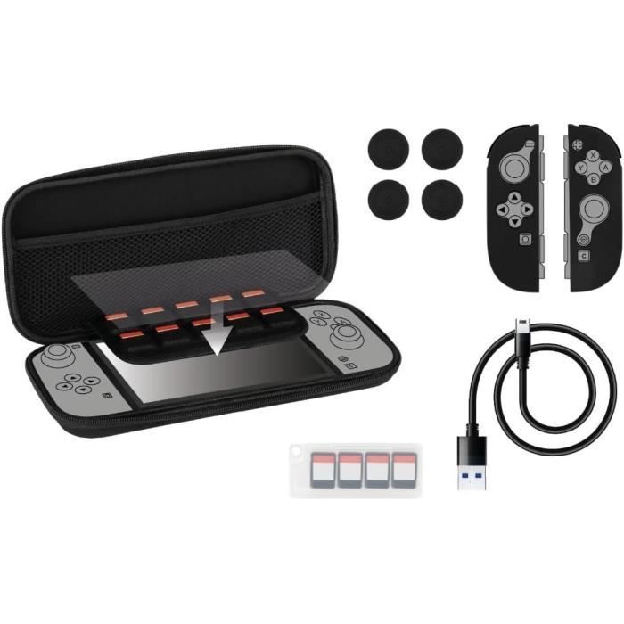 Pack D'accessoires Gaming - Nintendo Switch 2 - Housse - 4 Appuie-pouces - Verre Trempé - Boîtier 9 Jeux - Écouteurs