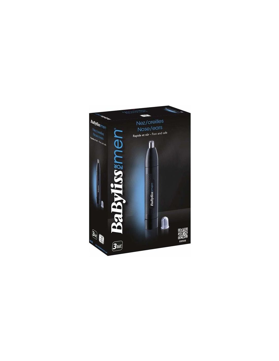 Tondeuse Nez/oreilles - Babyliss - E650e - Coupe Rapide Et Sûre - Tete Amovible Lavable Sous L'eau