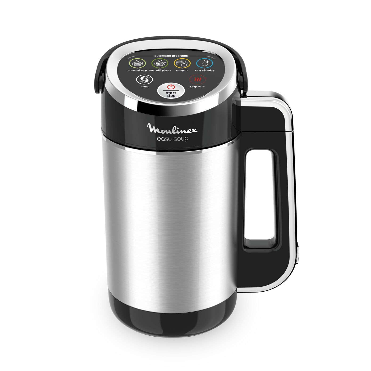 Blender Chauffant Easy Soup, 4 Programmes Noir/Inox LM841810 MOULINEX