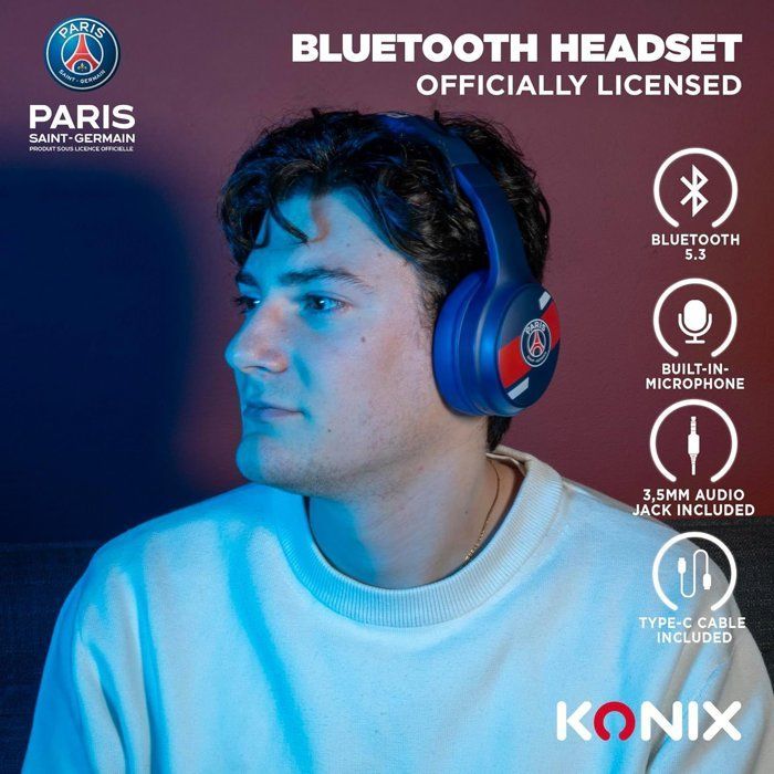 Casque Audio - Sans Fil - Psg - Bluetooth 5.3 Pc, Smartphones, Tablettes - Microphone - Autonomie 25 H - Câble 3,5 Mm -