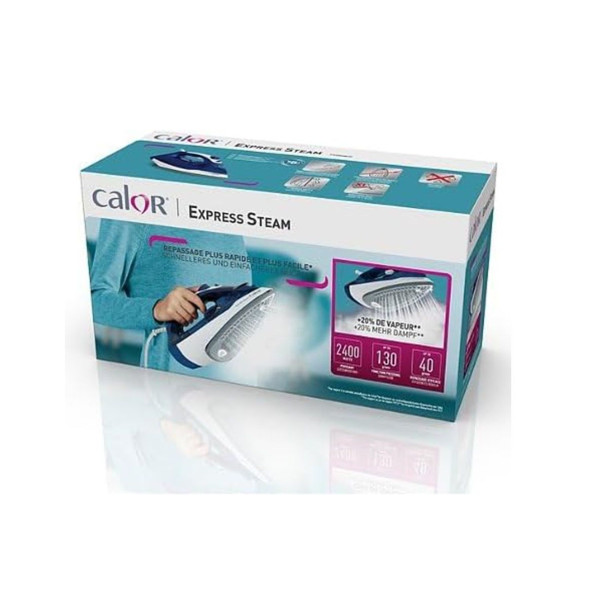 Calor Express Fer À Vapeur Semelle En Céramique 2400 W Bleu, Blanc