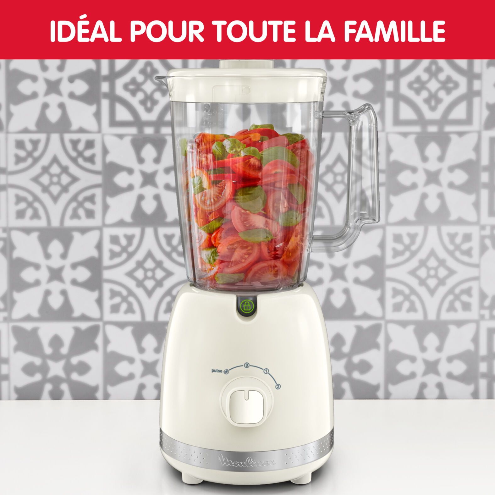 Blender Soleil 6 Lames, 2 Vitesses Ivoire LM355A10 MOULINEX