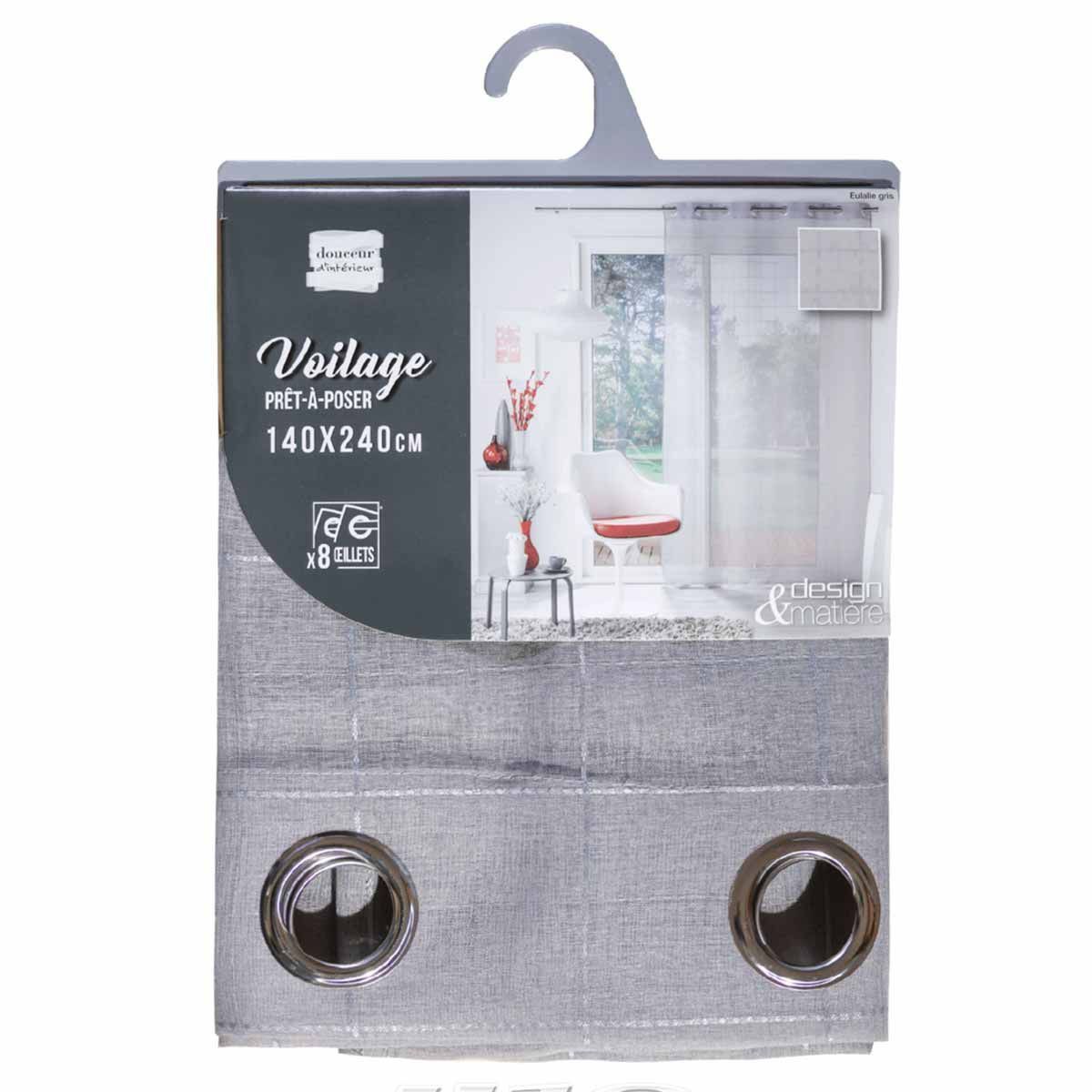 Rideau Voilage À Œillets "eulalie" 140x240cm Gris