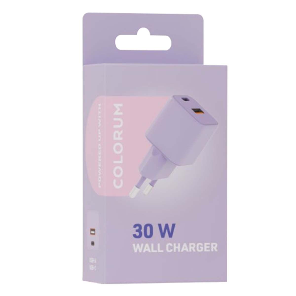 Chargeur Secteur Rapide Usb-a 18w Qc / Usb-c 30w Pd Compact Gan Lavande Forever