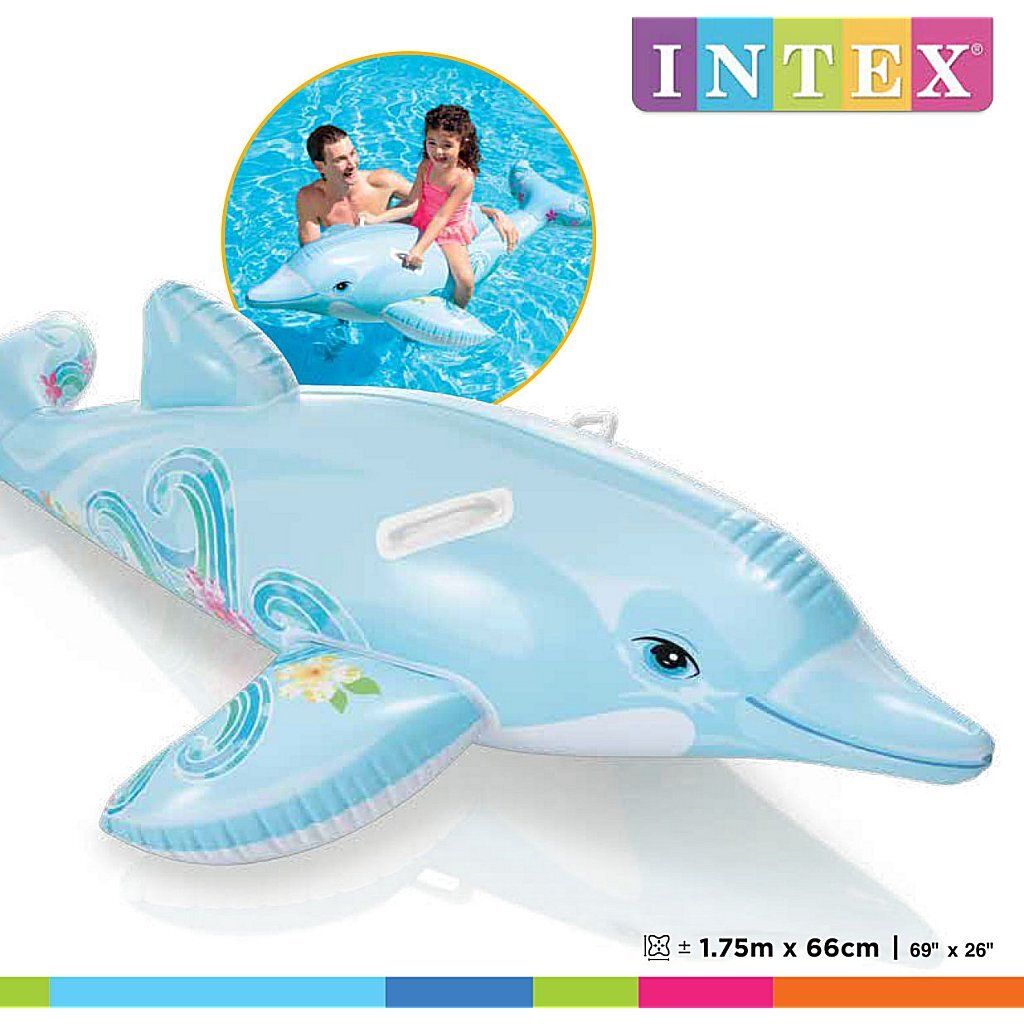 Matelas De Plage Gonflable Dauphin - Mixte - 175 Cm - Pour Enfant - Gris Et Noir