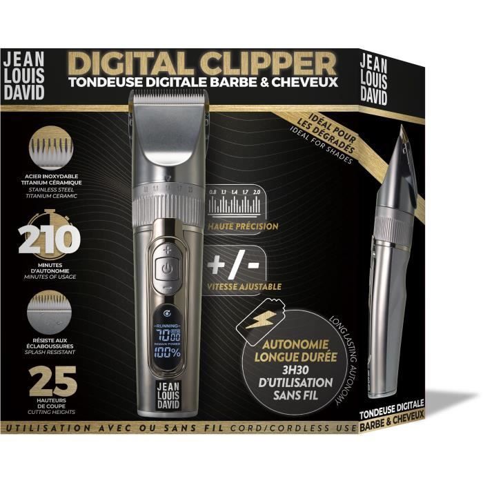 Tondeuse Barbe & Cheveux - Digital Clipper - 25 Hauteurs De Coupe - Batterie Lithium Ion - Grande Autonomie