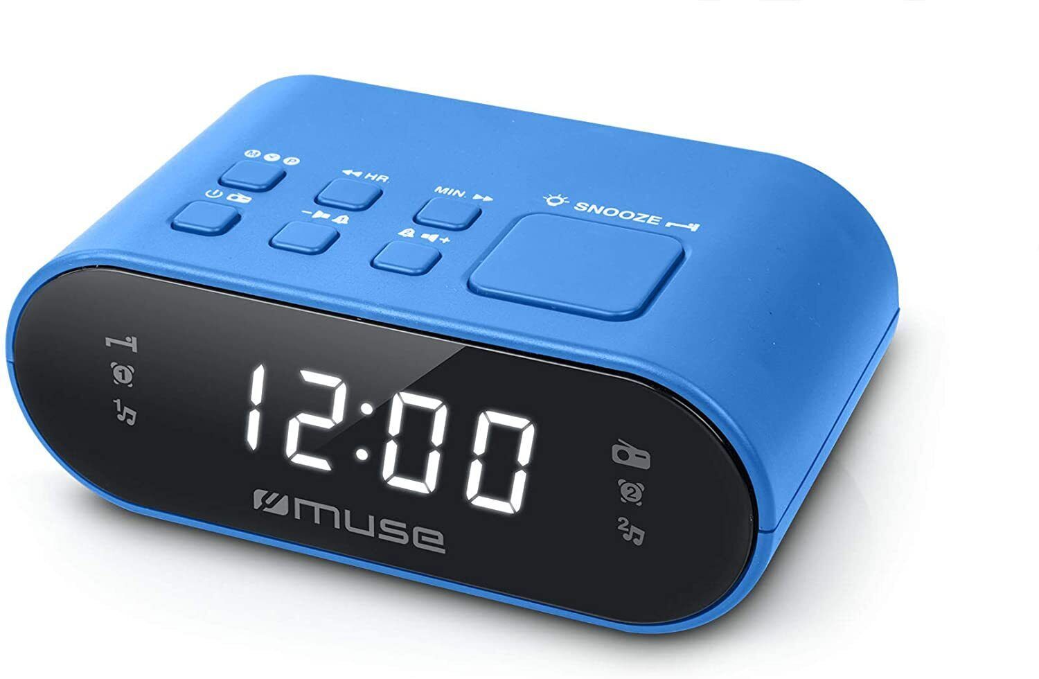 Muse M-10 Radio-réveil Avec 2 Alarmes Pll 24 Heures Et Variateur D'intensité Bleu