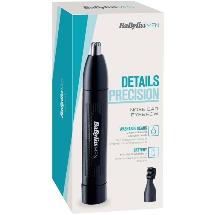 Tondeuse Nez/oreilles/sourcils - Babyliss - E652e - Lame En Acier Inoxydable - Fonctionnement Sans Fil