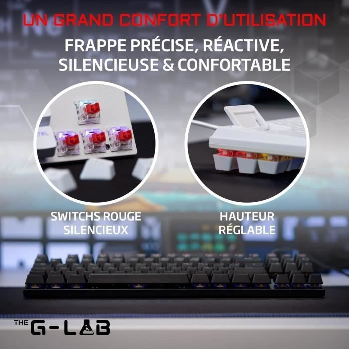 Clavier Gamer - Keyz Mercury Tkl - Mécanique (switch Rouge) - Rainbow - Filaire - Azerty - Noir