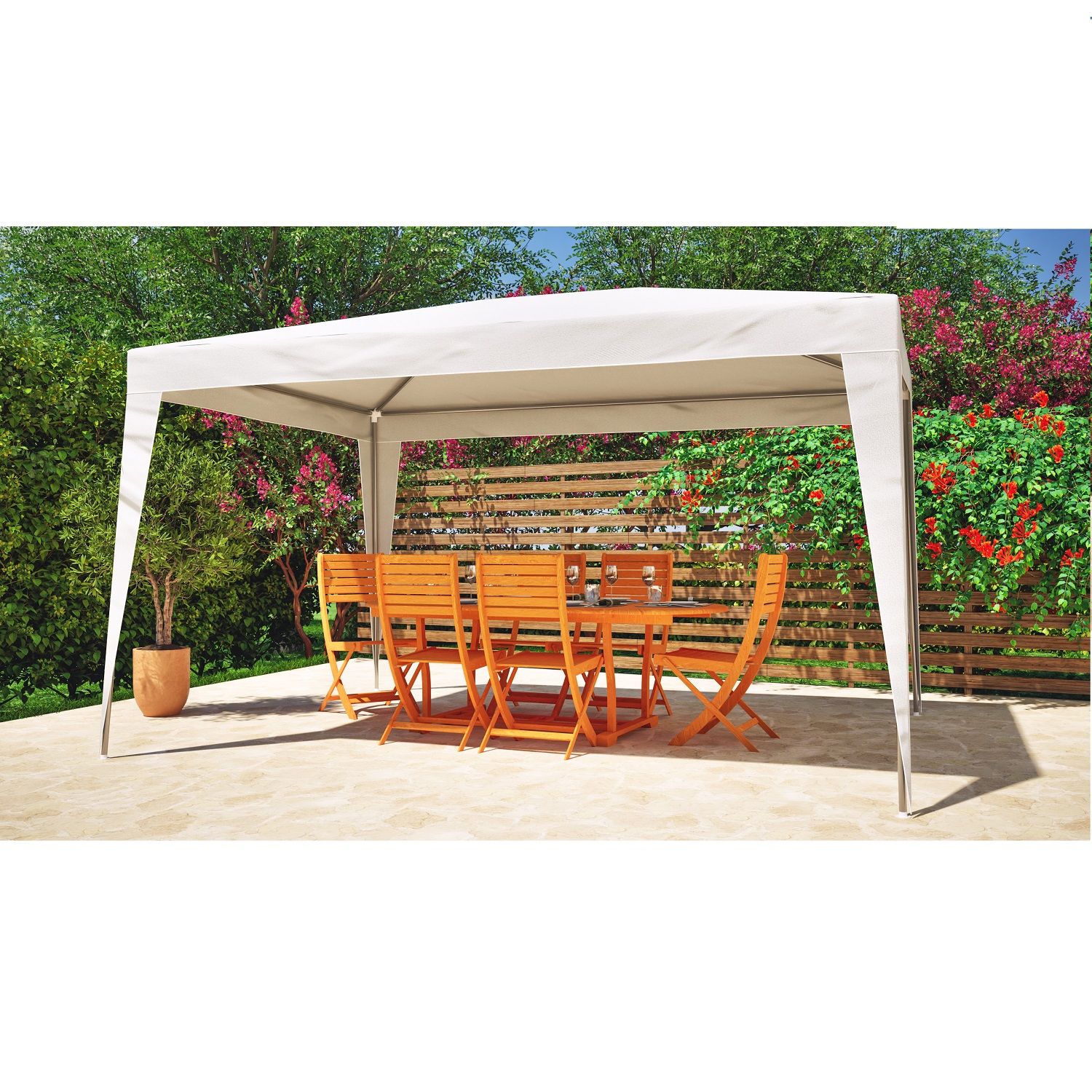Tonnelle de Jardin 4x3m Blanc Déperlant Kos