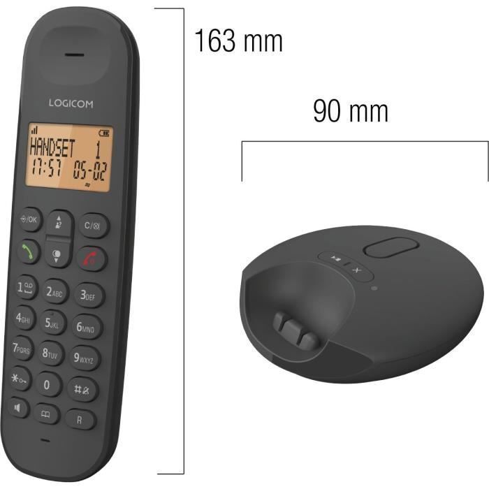 Téléphone Fixe Sans Fil - - Dect Iloa 155t Solo - Noir - Avec Répondeur