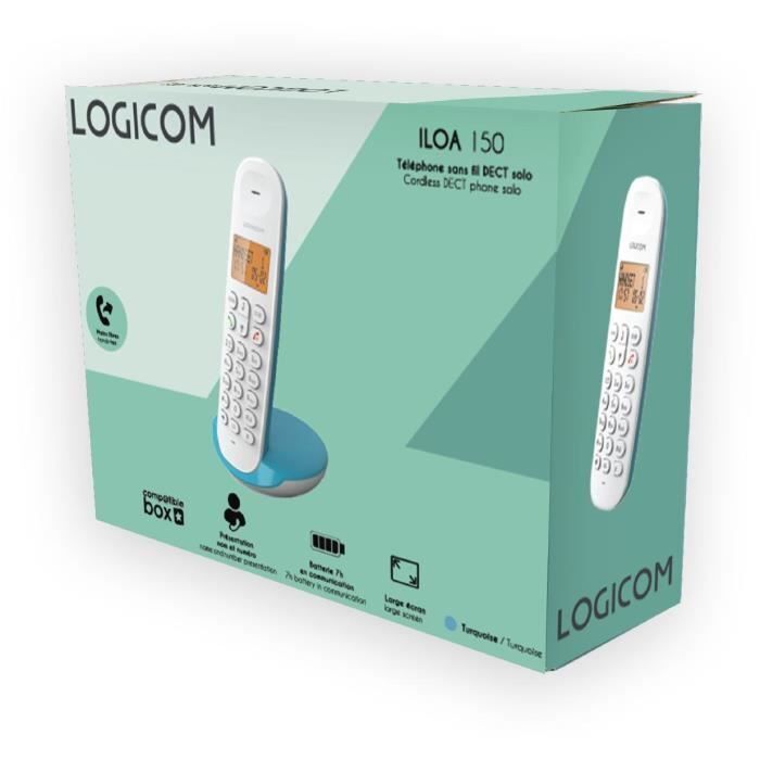Téléphone Fixe Sans Fil - - Dect Iloa 150 Solo - Turquoise - Sans Répondeur