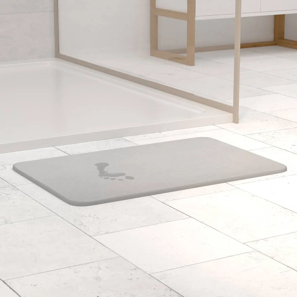 Tapis De Salle De Bain "diatomite" 35x45cm Gris