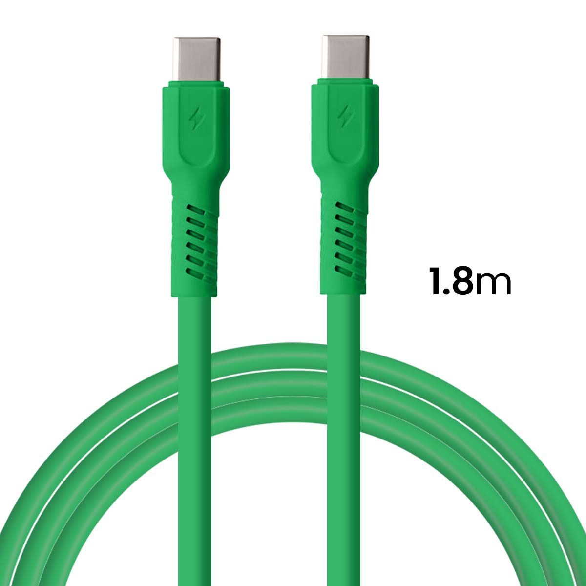 Câble De Charge 3a Et Synchro Usb-c Vers Usb-c 60w 1,8m Vert Forever