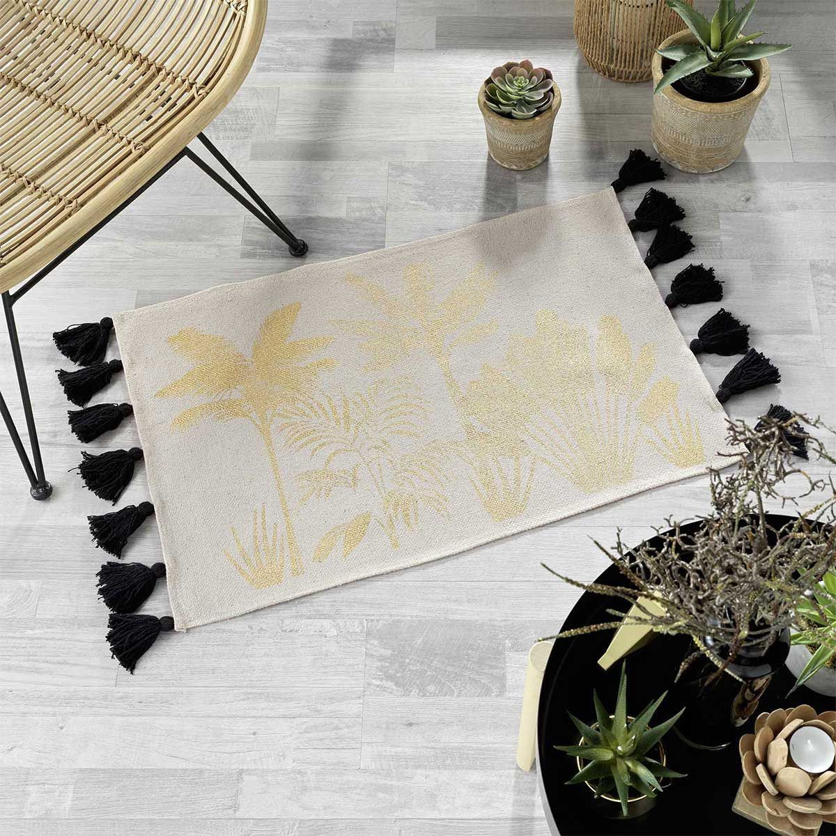 Tapis Déco À Pompons "karaba" 60x90cm Naturel