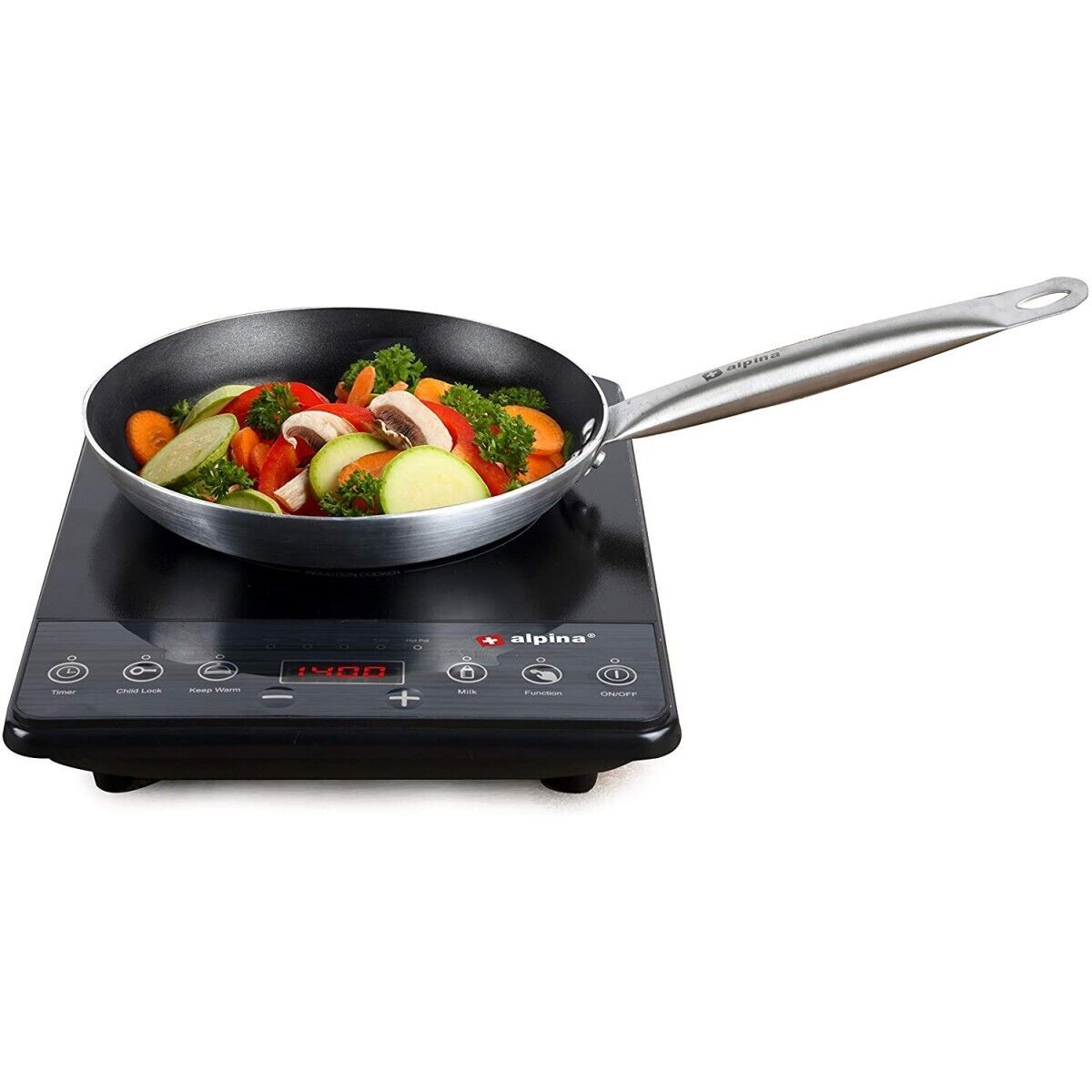 Plaque À Induction 2000w 1 Feu Noire Alpina Thermostat Réglable