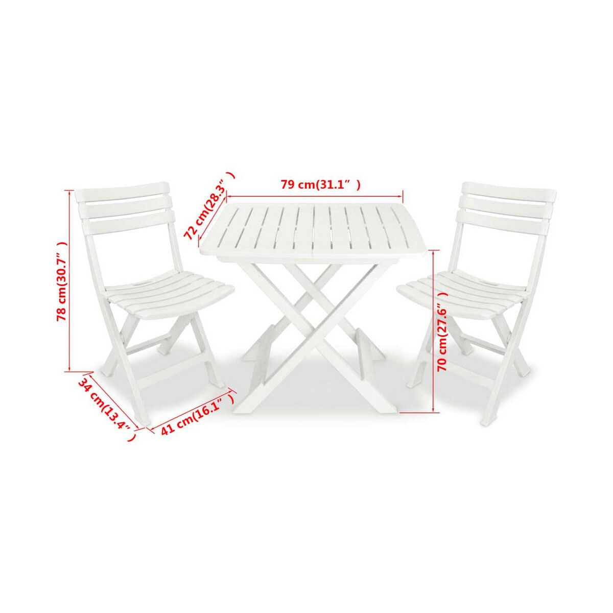 Ensemble Tables Et Chaises De Jardin Ipae-progarden 75373 Pliable Blanc