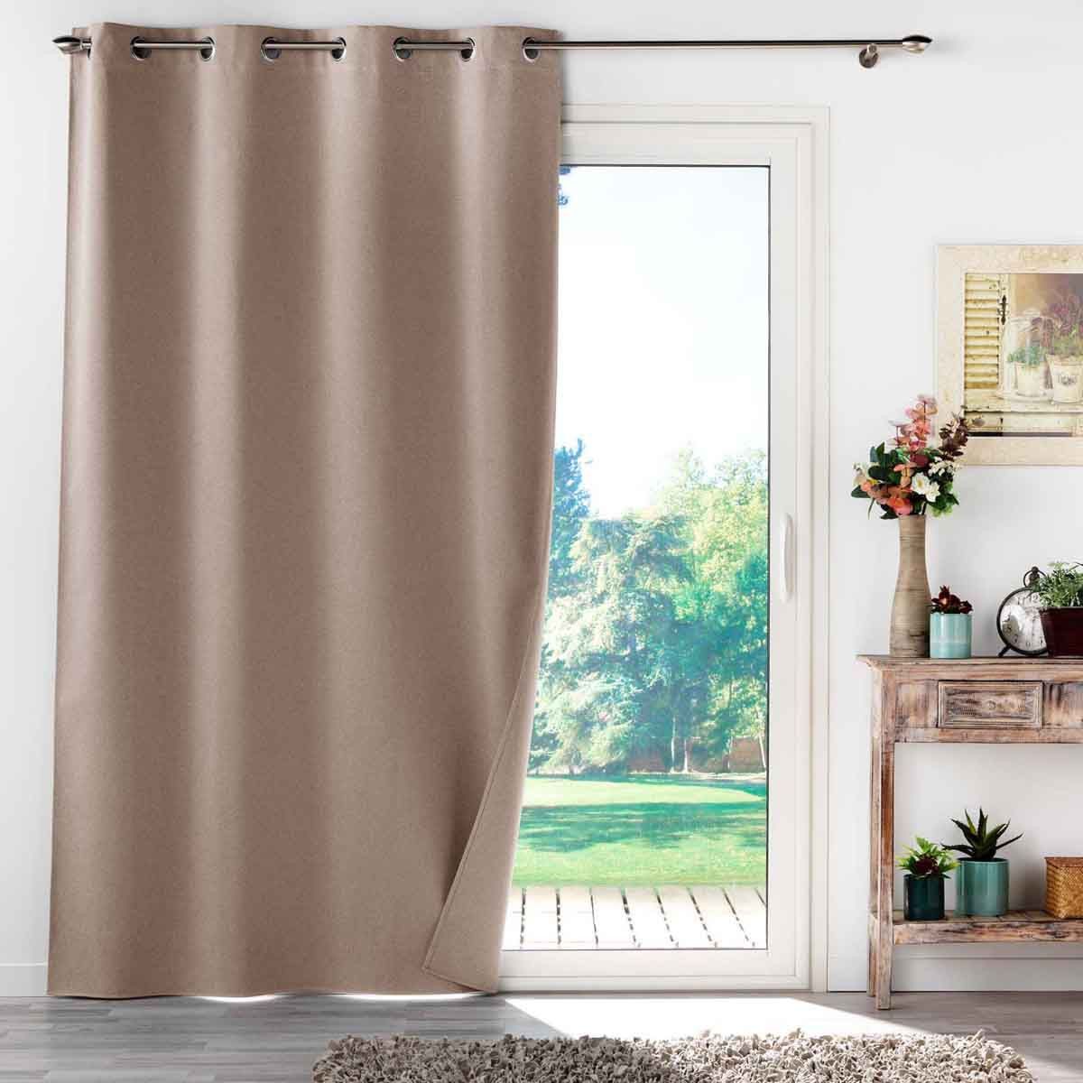 Rideau Occultant À Œillets "occultiss" 135x260cm Noisette