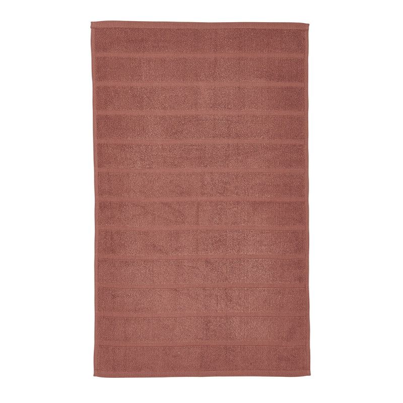 Tapis De Bain En Coton "essential" À Motif Rayures - Terracotta - L 50 X L 80 Cm