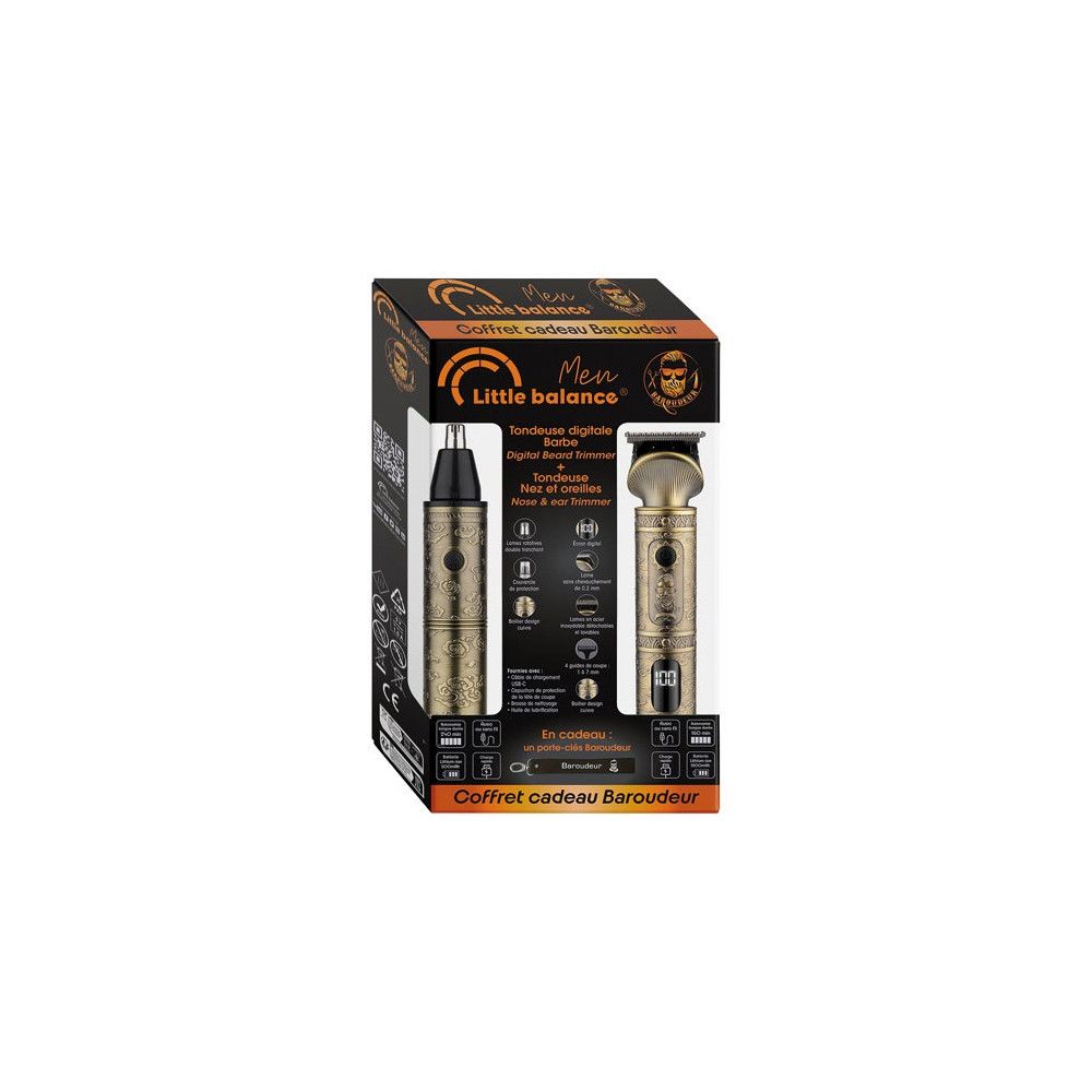 Coffret Tondeuse Barbe Barber Pro + Nez Oreilles Precision Explorer Little Balance Cuivre