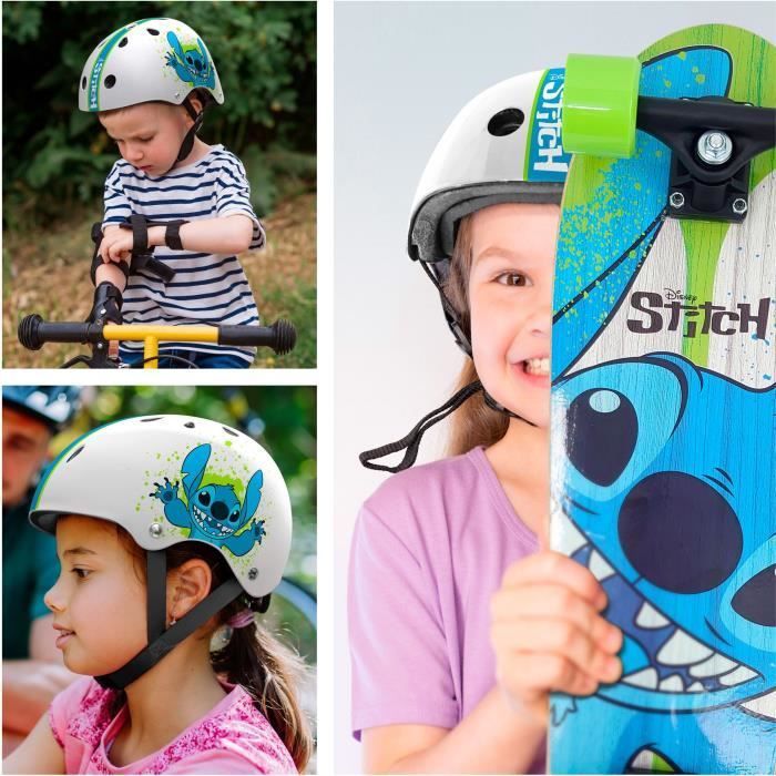 Casque De Skate - Disney - Stitch - Tour De Tête Réglable 53/57cm - Aérations Et Mousses Internes Pour Plus De Confort