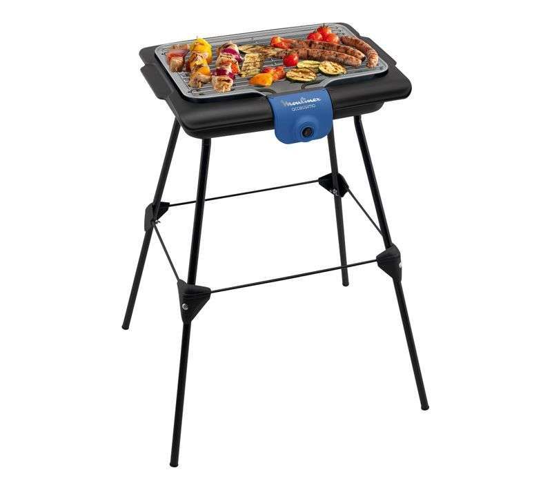 Barbecue Electrique Horizontal Moulinex Acier Noir 46 X 35 X 73 Cm Pied Inclus