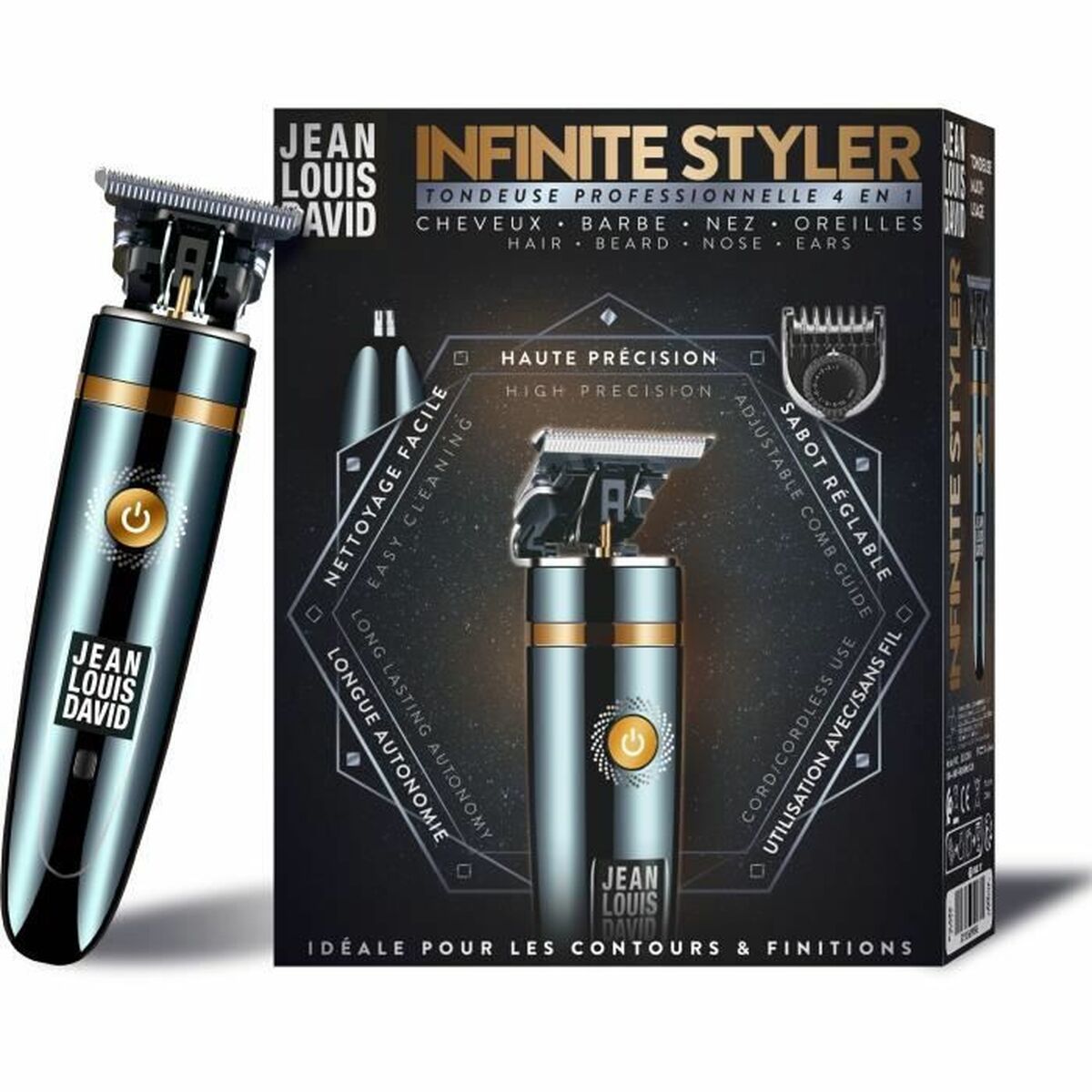 Tondeuse Multiusage 4 En 1 - Infinite Styler - Barbe, Contours, Précision, Nez &oreilles - Batterie Lithium-ion