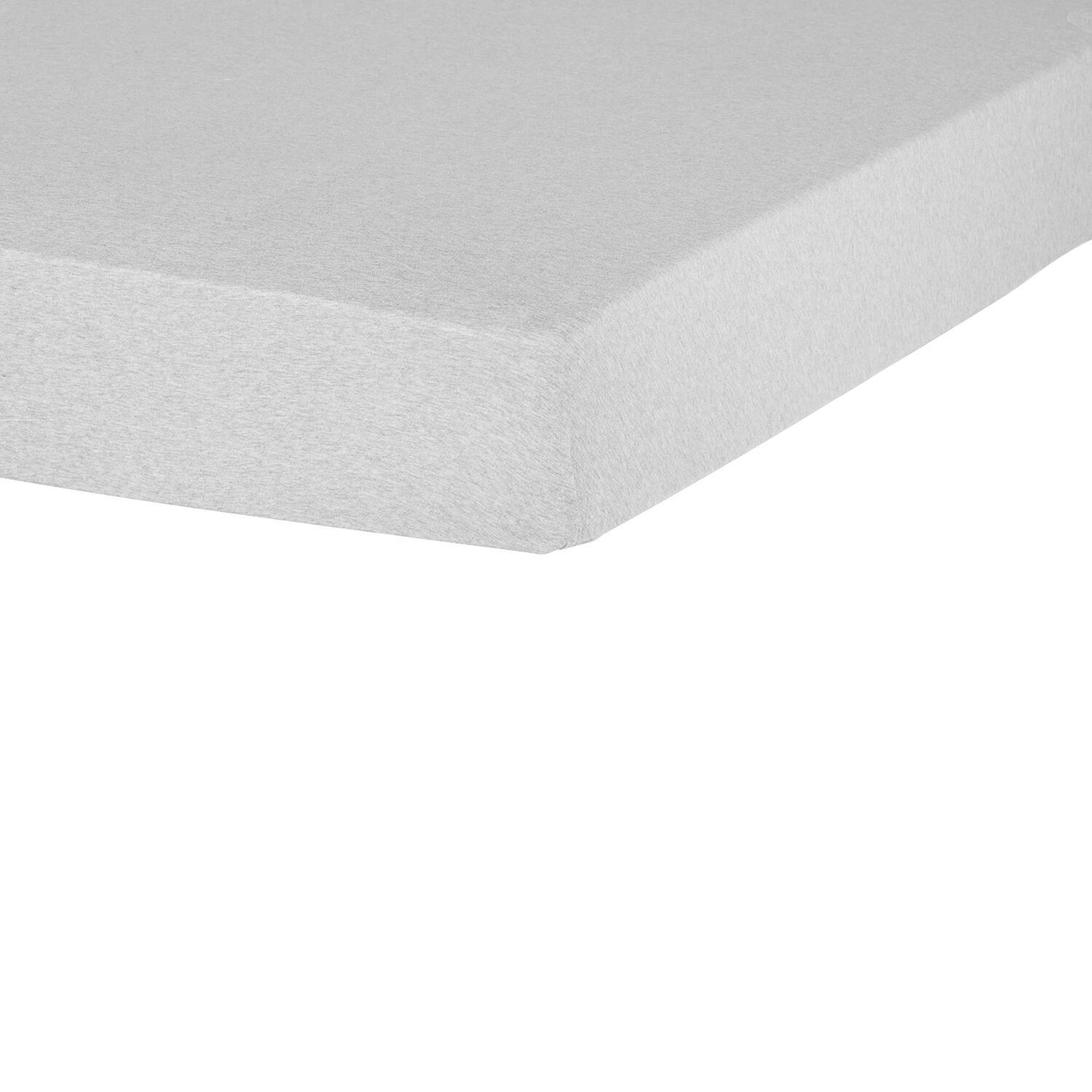 Drap housse Gris Chiné 100% Coton 140x200 cm Uni Jersey TEX HOME