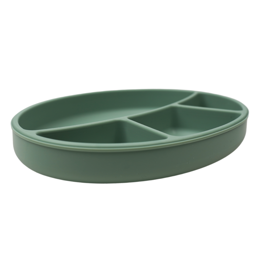 Assiette Ventouse - Thermobaby - Silicone - Vert Cactus - Compartimentée Et Antidérapante